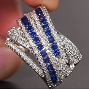 Neiman Marcus9.25 Silver and Sapphire Blue Gemstone Ring